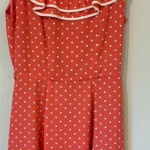 Polka Dot Women Dress - Coral and White